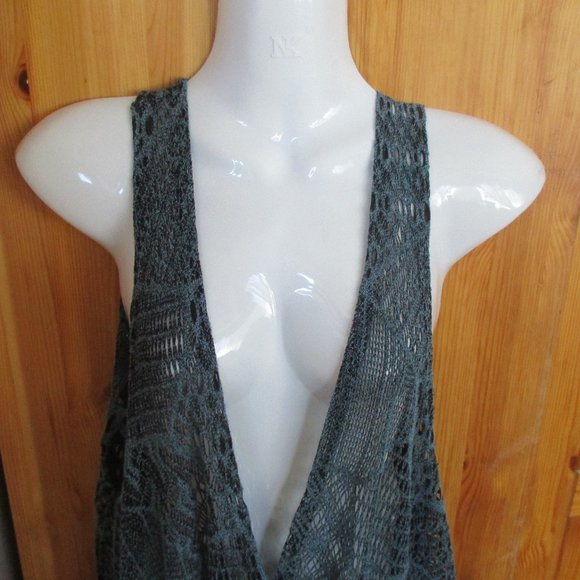Boho Chic Navy Blue Macrame Vest NEW One Size Very Generous - Picture 2 of 10
